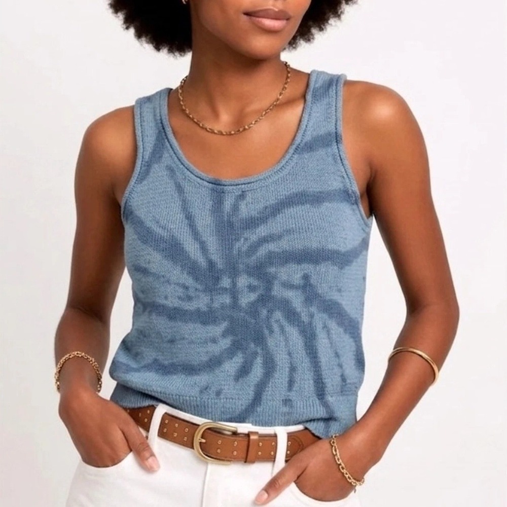 Madewell | Fairview 100% Cotton Tie-Dye Knit Sweater Tank in Blue